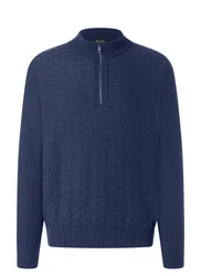 MAERZ Muenchen Strickpullover Troyer Dunkelblau/Blau