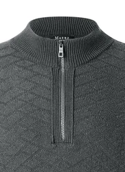 MAERZ Muenchen Strickpullover Troyer Dunkelgrau/Grau/Hellgrau
