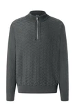 MAERZ Muenchen Strickpullover Troyer Dunkelgrau/Grau/Hellgrau