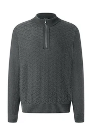 MAERZ Muenchen Strickpullover Troyer Dunkelgrau/Grau/Hellgrau