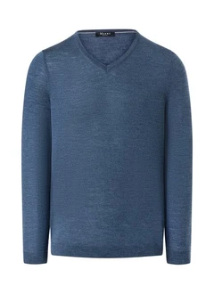 MAERZ Muenchen V-Ausschnitt Pullover Dunkelblau/Blau/Hellblau/Grau
