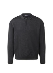 MAERZ Muenchen Strickpullover Polokragen Dunkelgrau/Grau/Dunkelblau