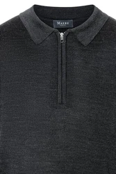 MAERZ Muenchen Strickpullover Polokragen Dunkelgrau/Grau/Dunkelblau