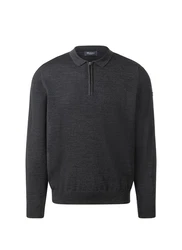MAERZ Muenchen Strickpullover Polokragen Dunkelgrau/Grau/Dunkelblau