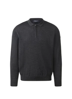 MAERZ Muenchen Strickpullover Polokragen Dunkelgrau/Grau/Dunkelblau