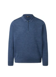 MAERZ Muenchen Strickpullover Polokragen Blau/Dunkelblau