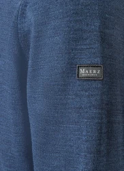 MAERZ Muenchen Strickpullover Polokragen Blau/Dunkelblau
