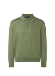 MAERZ Muenchen Strickpullover Polokragen Grün/Dunkelgrün/Hellgrün
