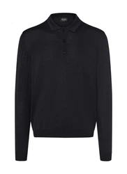 MAERZ Muenchen Strickpullover Polokragen Schwarz/Dunkelblau