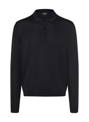 MAERZ Muenchen Strickpullover Polokragen Schwarz/Dunkelblau