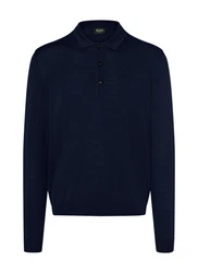 MAERZ Muenchen Strickpullover Polokragen Dunkelblau