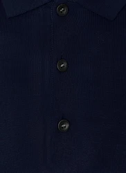 MAERZ Muenchen Strickpullover Polokragen Dunkelblau