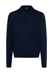 MAERZ Muenchen Strickpullover Polokragen Dunkelblau