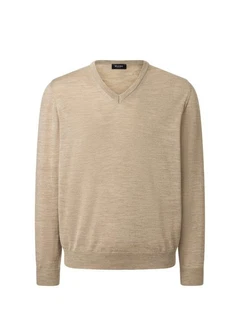 MAERZ Muenchen V-Ausschnitt Pullover Khaki/Beige/Braun