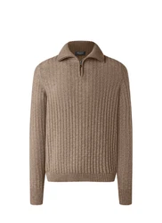 MAERZ Muenchen Strickpullover Troyer Braun/Grau/Beige/Khaki