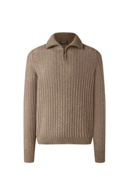 MAERZ Muenchen Strickpullover Troyer Braun/Grau/Beige/Khaki