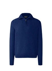 MAERZ Muenchen Strickpullover Troyer Blau/Dunkelblau
