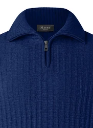 MAERZ Muenchen Strickpullover Troyer Blau/Dunkelblau