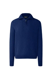 MAERZ Muenchen Strickpullover Troyer Blau/Dunkelblau