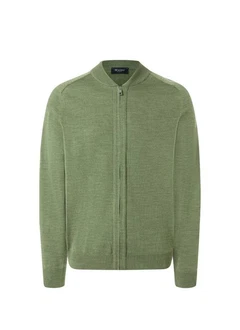 MAERZ Muenchen Strickjacke Zip 1/1 Arm Grün/Dunkelgrün