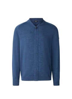 MAERZ Muenchen Strickjacke Zip 1/1 Arm Blau/Dunkelblau
