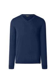 MAERZ Muenchen Strickpullover V-Ausschnitt Dunkelblau/Blau