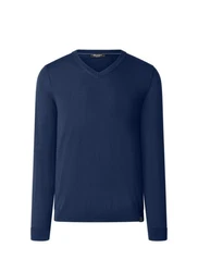 MAERZ Muenchen Strickpullover V-Ausschnitt Dunkelblau/Blau