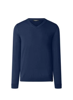 MAERZ Muenchen Strickpullover V-Ausschnitt Dunkelblau/Blau