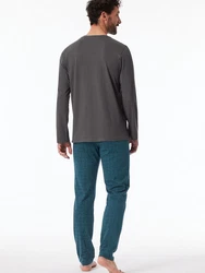 Schiesser Pyjama Casual Essentials Grau/Dunkelblau/Blau/Türkis/Dunkelgrau
