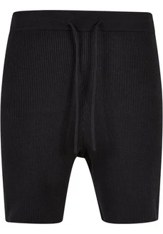 URBAN CLASSICS Shorts Herren Ribbed Shorts Schwarz/Dunkelblau