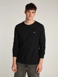 Tommy Jeans Langarmshirt TJM SLIM WAFFLE L/S TEE EXT Schwarz/Grün