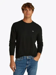 Tommy Jeans Langarmshirt TJM SLIM WAFFLE L/S TEE EXT Schwarz/Grün
