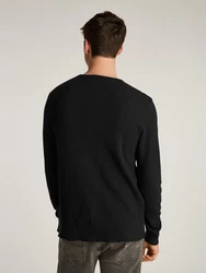 Tommy Jeans Langarmshirt TJM SLIM WAFFLE L/S TEE EXT Schwarz/Grün