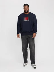 Jack & Jones Plus Sweatshirt JJHudson Dunkelblau/Schwarz