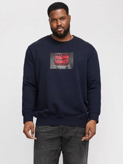 Jack & Jones Plus Sweatshirt JJHudson Dunkelblau/Schwarz