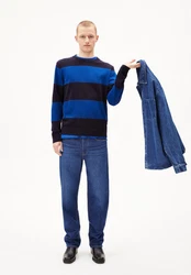 Armedangels Strickpullover LOUKAA STRIPES Dunkelblau/Blau/Hellblau