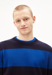 Armedangels Strickpullover LOUKAA STRIPES Dunkelblau/Blau/Hellblau