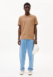 Armedangels T-Shirt MAARKOS POCKET Braun/Beige