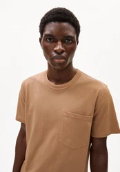 Armedangels T-Shirt MAARKOS POCKET Braun/Beige