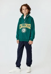Sweatshirt Halbreiverschluss Mit Stickerei