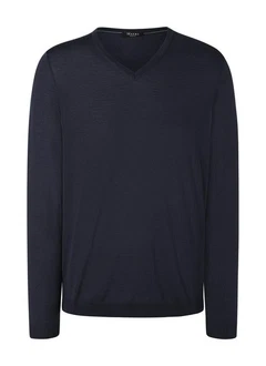 MAERZ Muenchen V-Ausschnitt Pullover Dunkelblau/Blau MAERZ Muenchen V-Ausschnitt Pullover Dunkelblau/Blau
