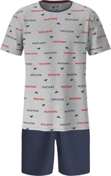 MUSTANG Schlafanzug (2 tlg) Oberteil Short graumelange/navy