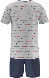 MUSTANG Schlafanzug (2 tlg) Oberteil Short graumelange/navy