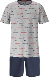 MUSTANG Schlafanzug (2 tlg) Oberteil Short graumelange/navy