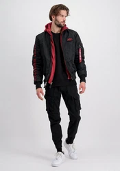 Alpha Industries Winterjacke MA-1 D-Tec SE Rot/Dunkelrot/Schwarz/Hellblau
