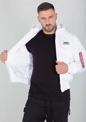 Alpha Industries Bomberjacke MA-1 Zip Hood Back Print Weiß/Creme