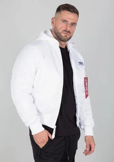 Alpha Industries Bomberjacke MA-1 Zip Hood Back Print Weiß/Creme