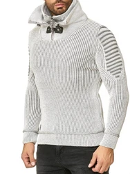 RedBridge Strickpullover mit doppeltem hohen Kragen Grau/Silber/Dunkelblau/Schwarz