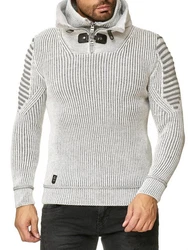 RedBridge Strickpullover mit doppeltem hohen Kragen Grau/Silber/Dunkelblau/Schwarz