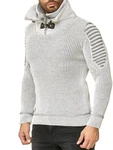 RedBridge Strickpullover mit doppeltem hohen Kragen Grau/Silber/Dunkelblau/Schwarz
